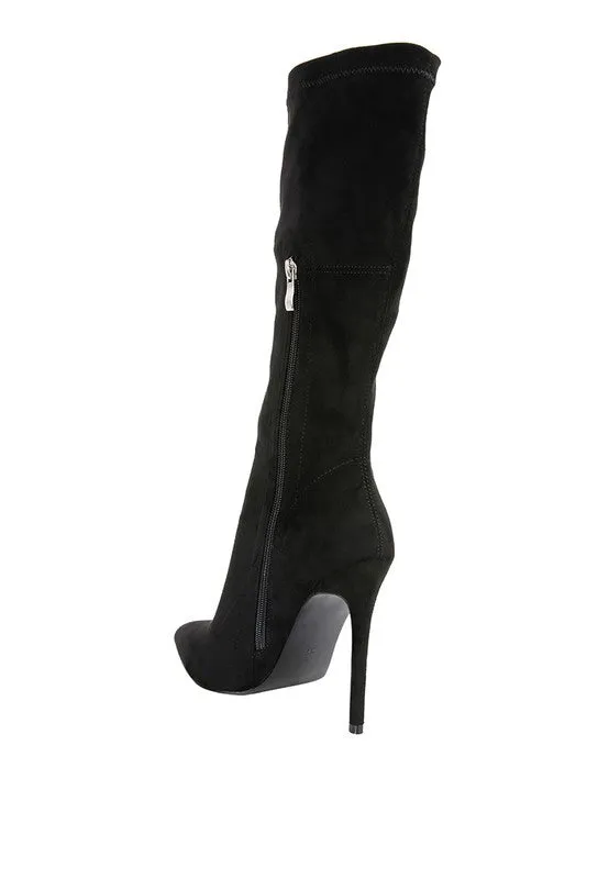 Microfiber Pointed Toe High Heel Boots