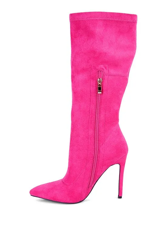 Microfiber Pointed Toe High Heel Boots