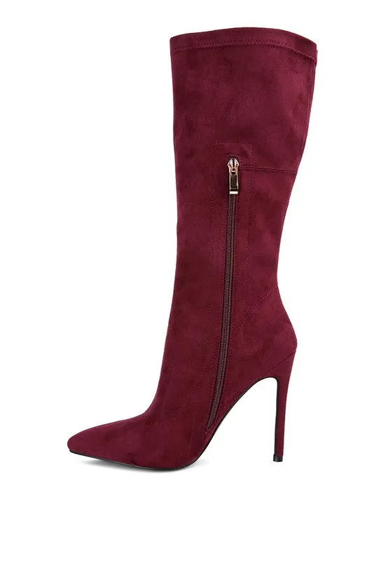 Microfiber Pointed Toe High Heel Boots