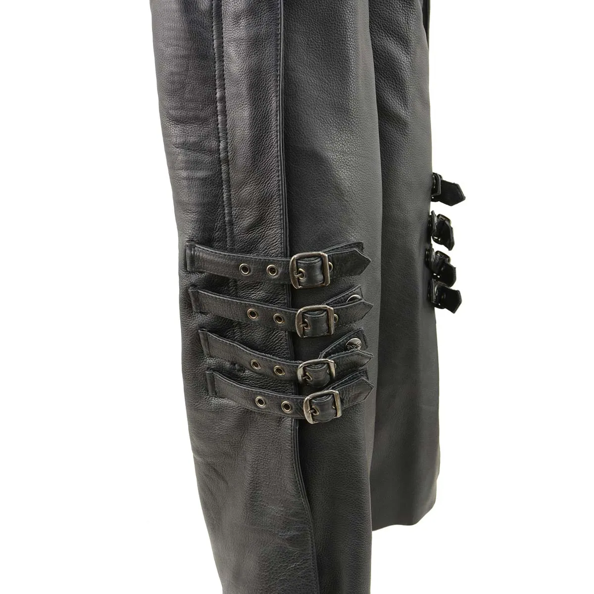 Milwaukee Leather Chaps for Women Black Naked Leather Motorcycle Rider Protective Chaps MLL6520