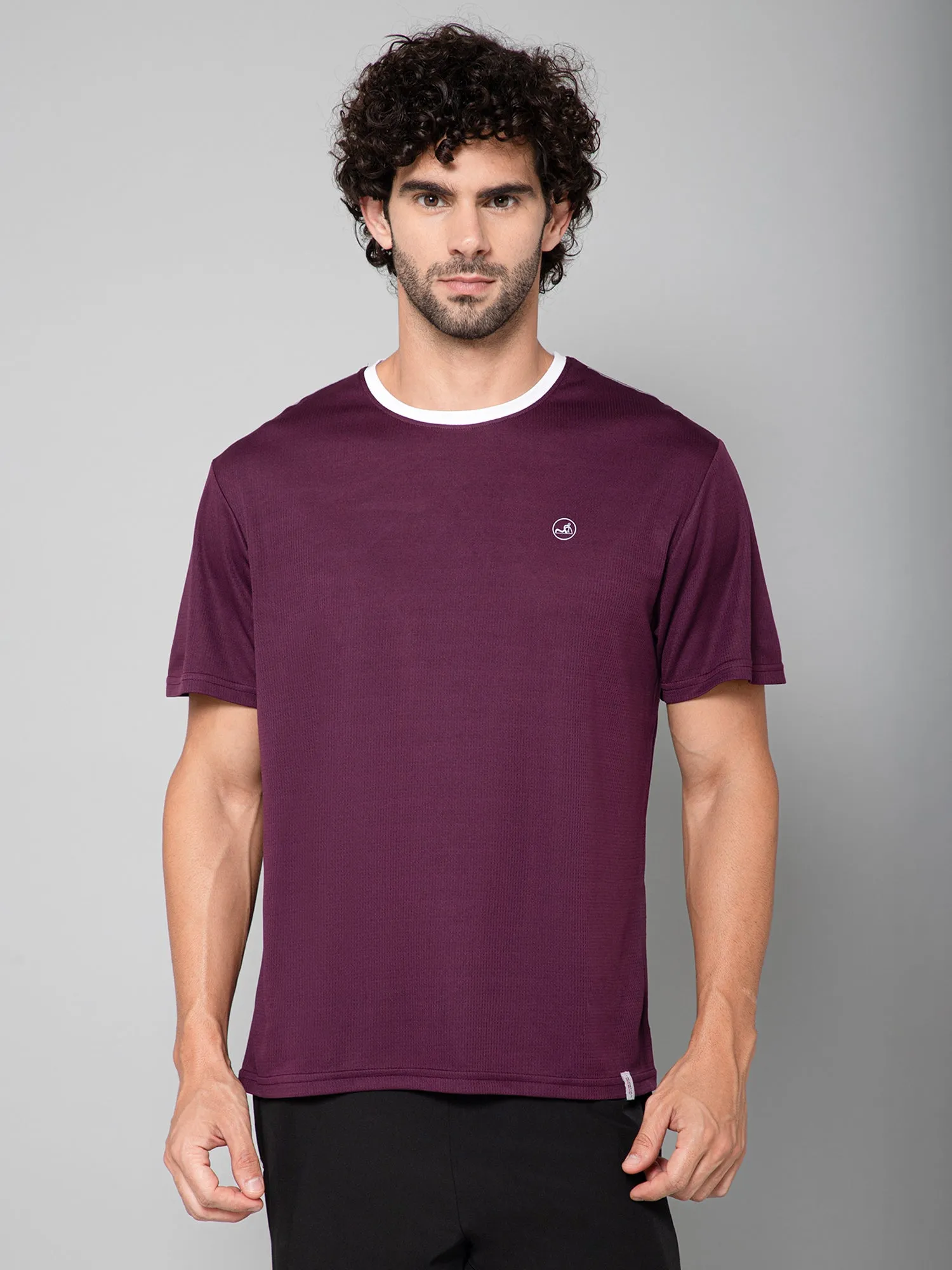 MINIMAL BUZZ STRENGTH MESH BASIC T-SHIRT-WINE