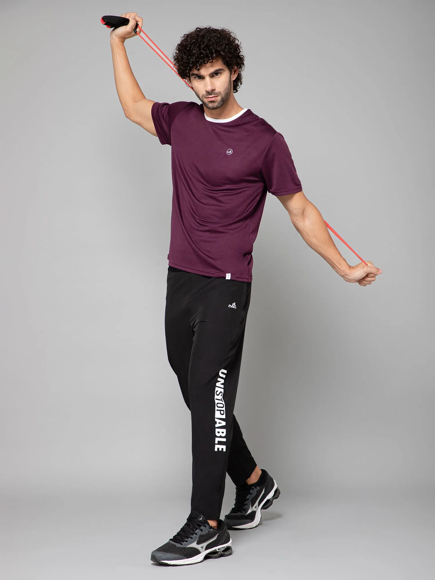 MINIMAL BUZZ STRENGTH MESH BASIC T-SHIRT-WINE