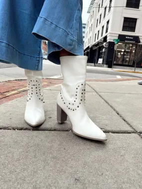 Paris White Studded Boots