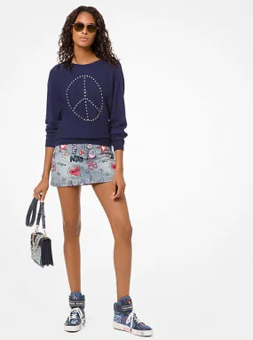 Peace Studded Cotton Blend Sweater