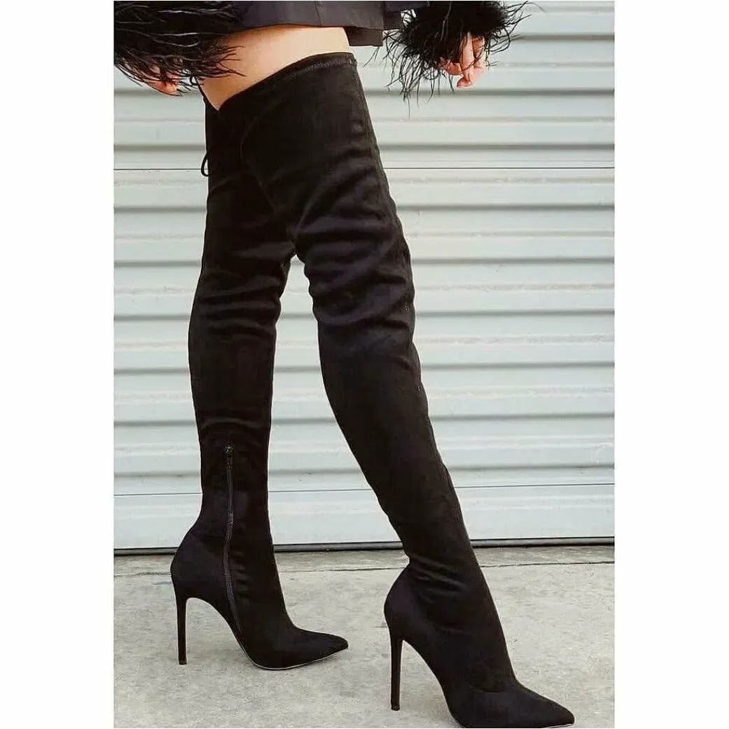 Pointed Toe Thigh High Boots