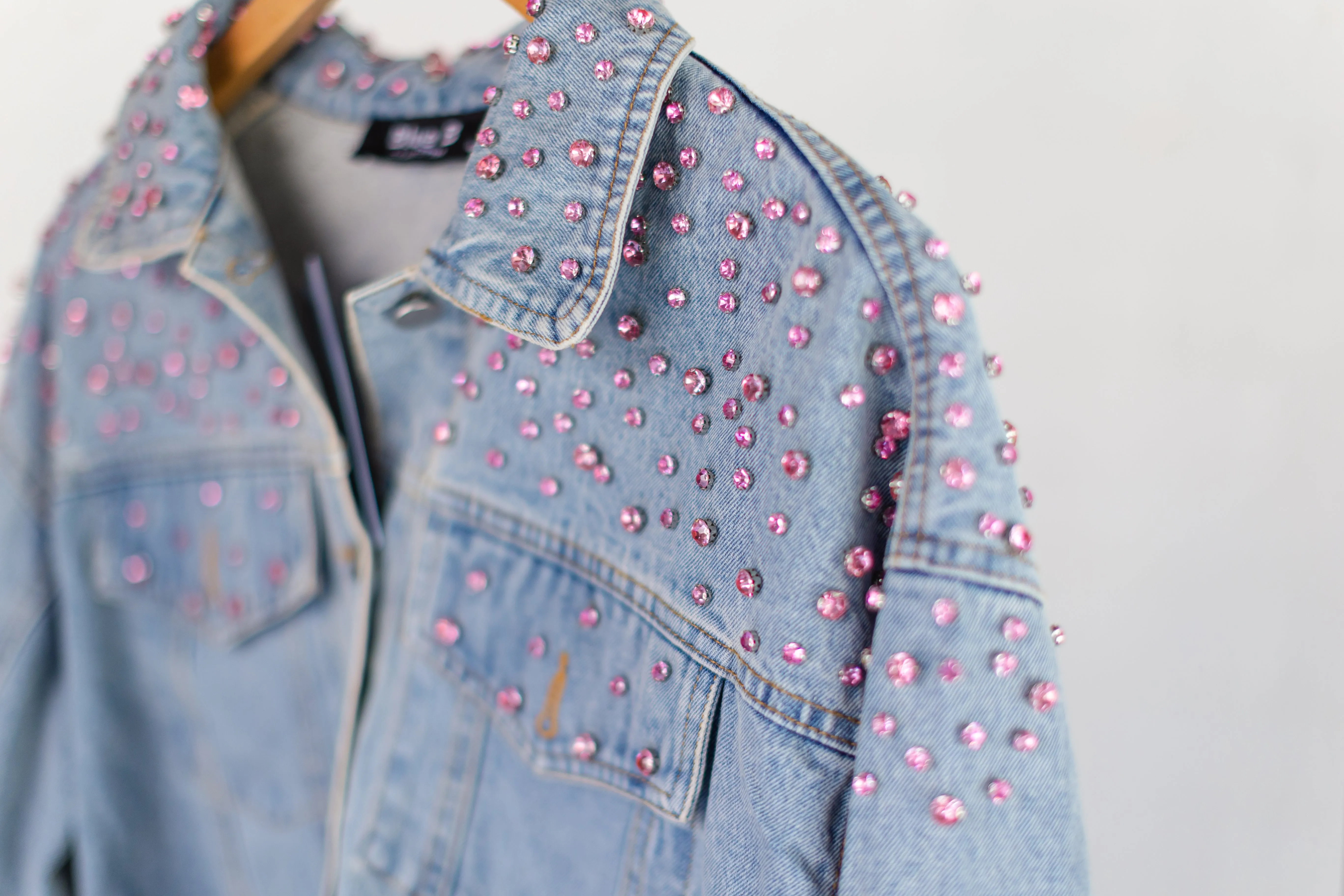 Posh Gem Studded Denim Jacket, Denim