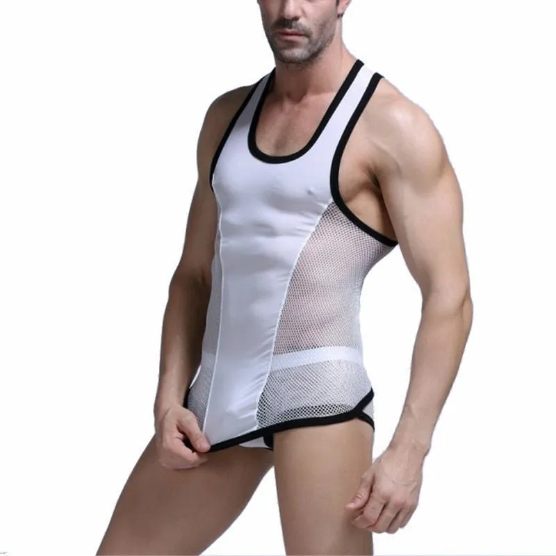 Racing Stripe Mesh Tanktop   Boxer Briefs