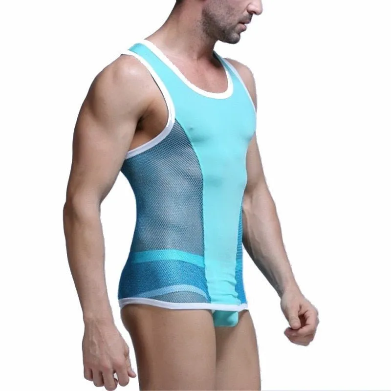 Racing Stripe Mesh Tanktop   Boxer Briefs