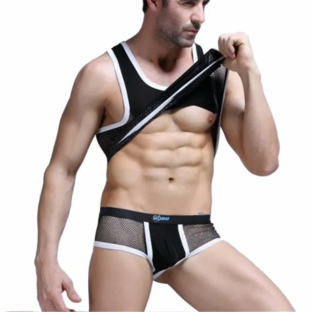 Racing Stripe Mesh Tanktop   Boxer Briefs