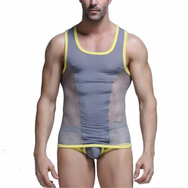 Racing Stripe Mesh Tanktop   Boxer Briefs