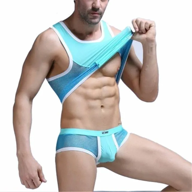 Racing Stripe Mesh Tanktop   Boxer Briefs