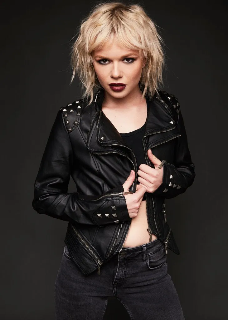 Rockstar Black Studded Moto Biker Jacket