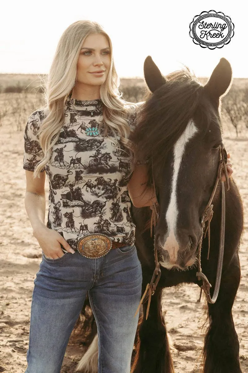 Rodeo Road  Short Sleeve Mesh Top