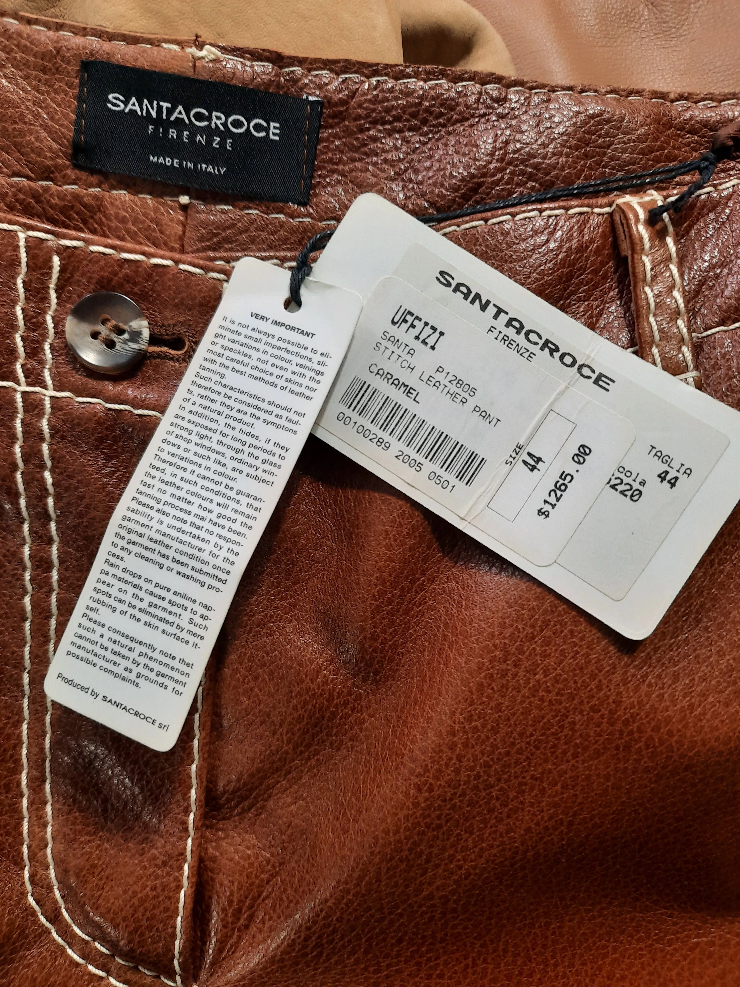 Santacroce Firenze Leather Trousers Size 44