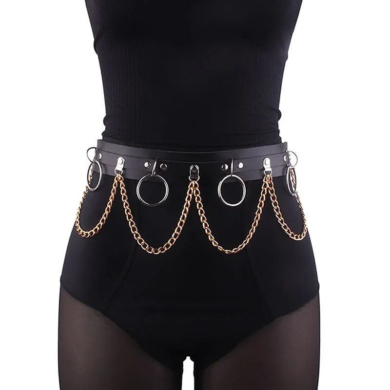 Sexy Women Gothic Hiphop Belt With Chain