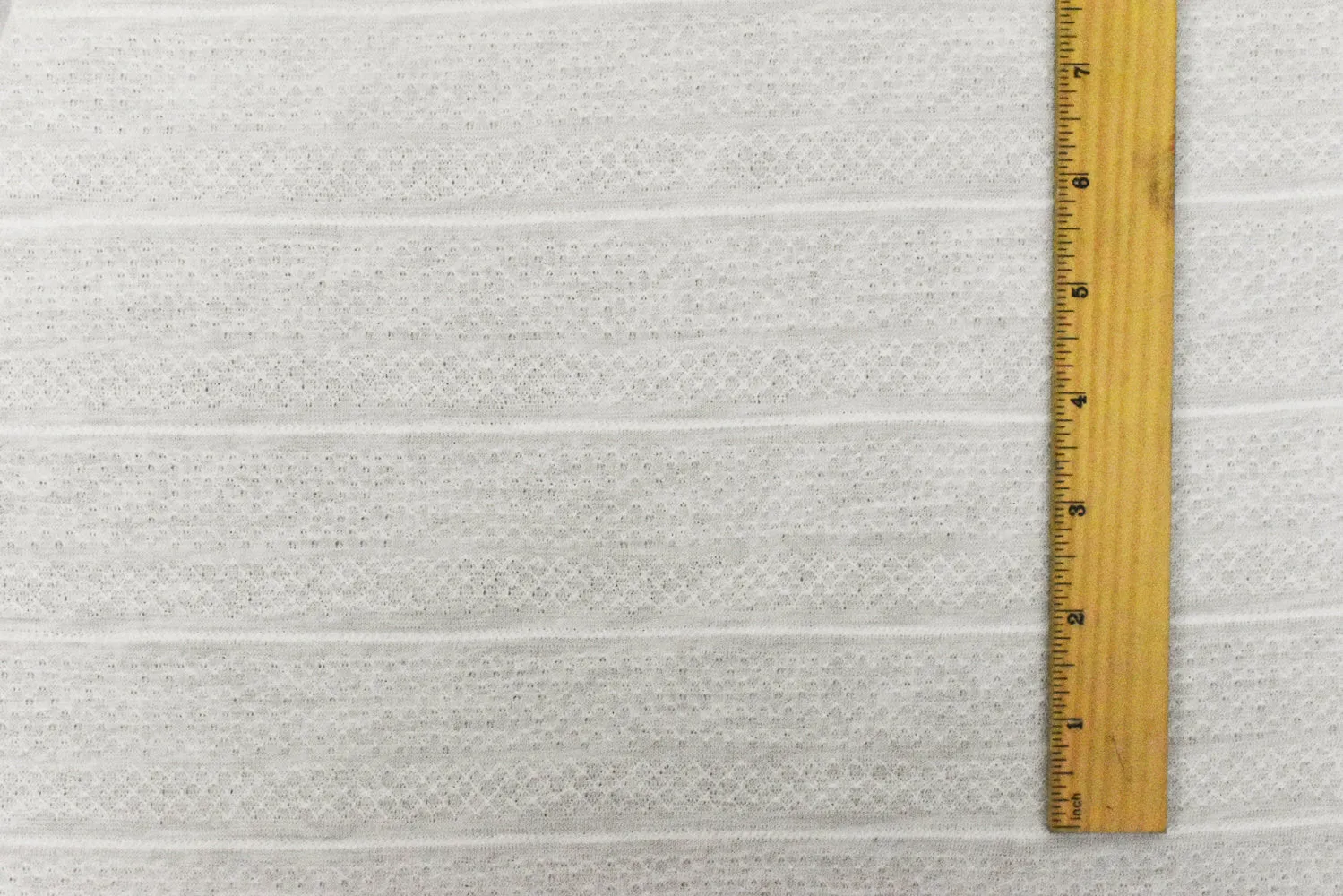 Snow White Patterned Stripe Polyester-Rayon Semi-Sheer Knit Fabric