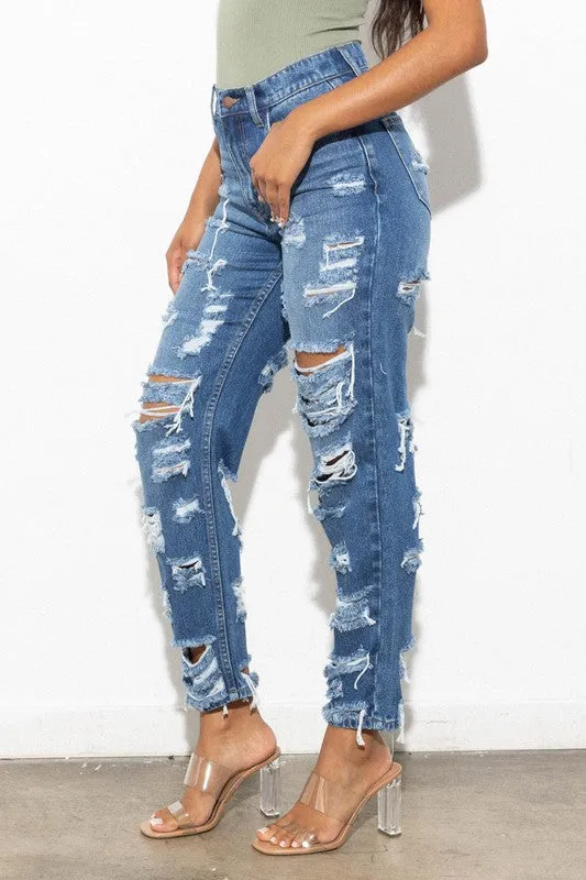 Super Distressed High Waist Jeans