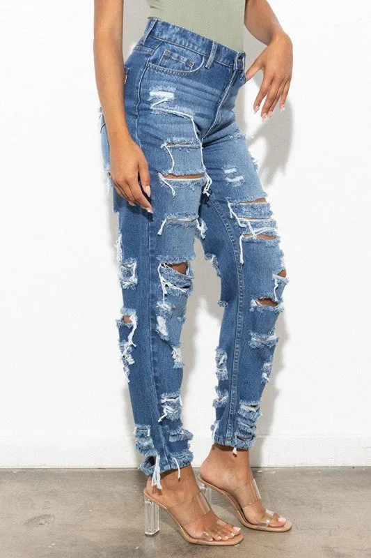 Super Distressed High Waist Jeans