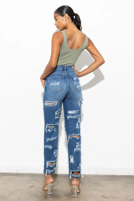 Super Distressed High Waist Jeans