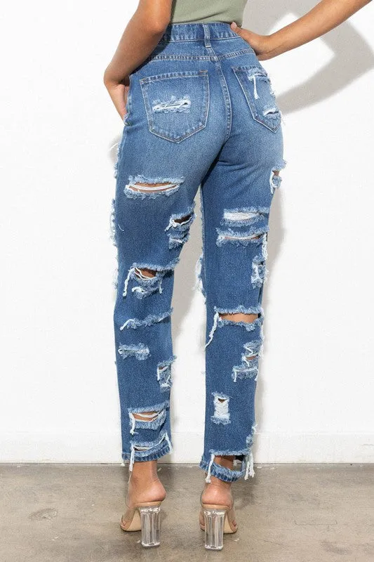 Super Distressed High Waist Jeans