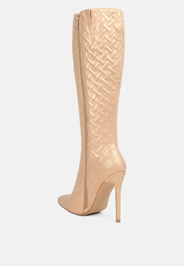 Tinkles Embossed High Heeled Calf Boots