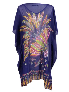 Trendology Feminine Bold Glam Western Print Studded Kaftans Sheer Top