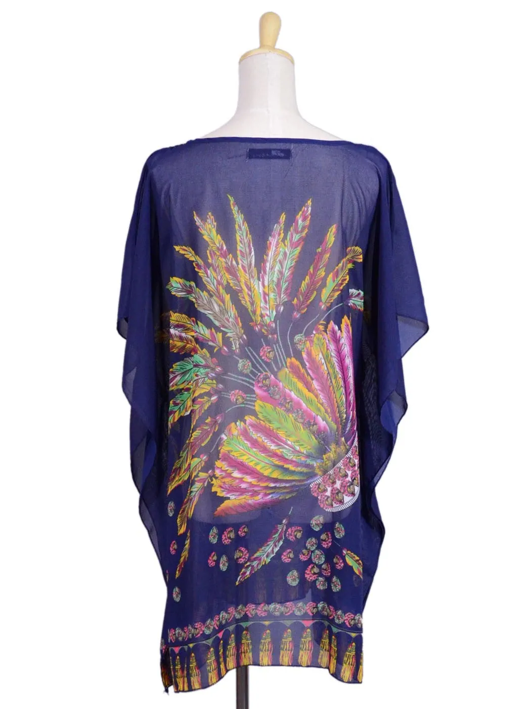 Trendology Feminine Bold Glam Western Print Studded Kaftans Sheer Top