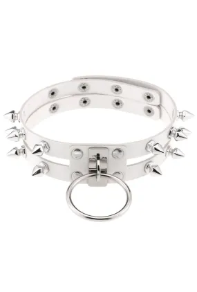 White Double Spike O-Ring Choker