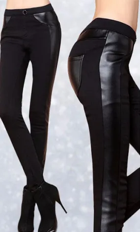 Women's Autumn/Winter Warm Faux Leather Pants