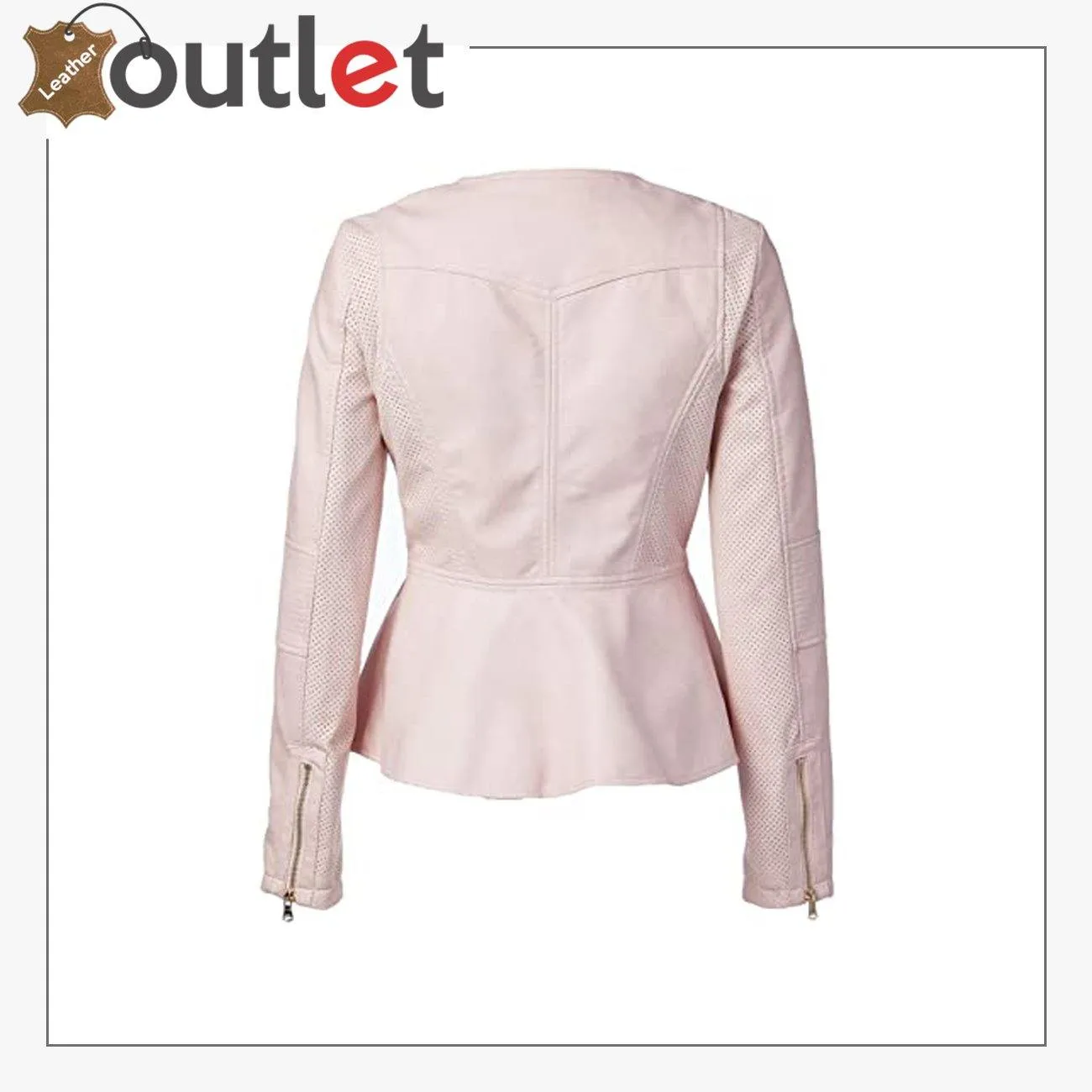 Women's Ladies Peplum Hem Faux Leather Jacket